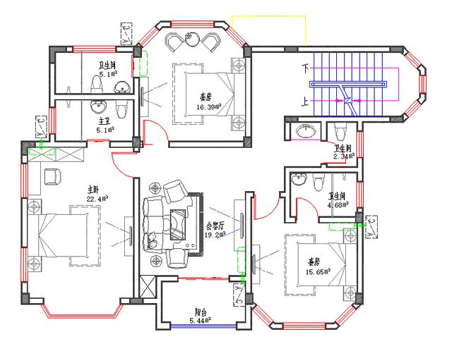 三層特色歐式城堡別墅圖，戶型精美大氣，40萬(wàn)2廳6室?guī)ш?yáng)光房休閑房套房