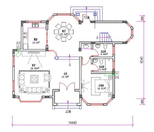 三層特色歐式城堡別墅圖，戶型精美大氣，40萬(wàn)2廳6室?guī)ш?yáng)光房休閑房套房