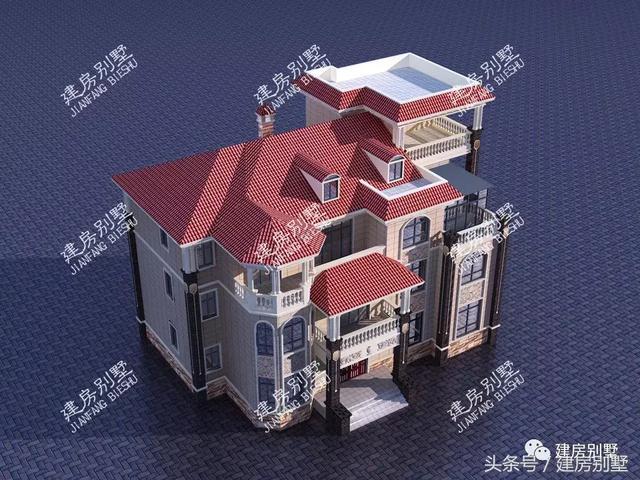 三層豪宅別墅圖，第一棟配開放式車庫，第二棟設(shè)電梯井