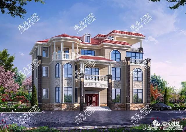 三層豪宅別墅圖，第一棟配開放式車庫，第二棟設(shè)電梯井