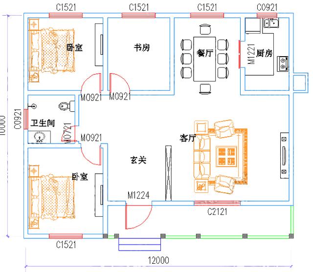一層小戶型12×10，設(shè)計簡約時尚，造價僅10萬