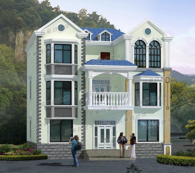 25萬2廳5室12×9米二層小別墅圖，帶走廊+臥室套間。