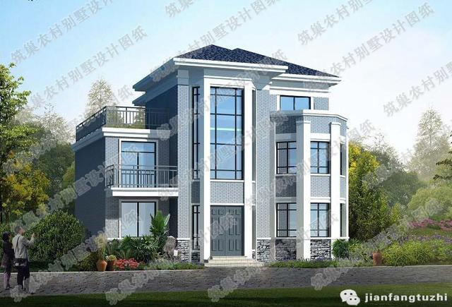 25萬2廳5室12×9米二層小別墅圖，帶走廊+臥室套間。