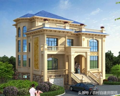 三層帶地下室的農(nóng)村別墅圖，豪華大氣。
