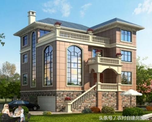 三層帶地下室的農(nóng)村別墅圖，豪華大氣。