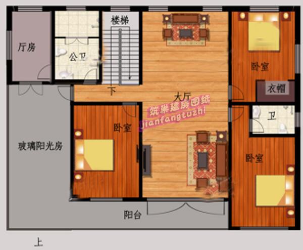 18x14米二層新農(nóng)村框架自建房，帶陽光房，簡約清新。