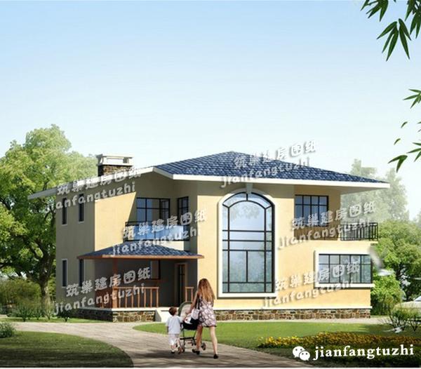 18x14米二層新農(nóng)村框架自建房，帶陽光房，簡約清新。