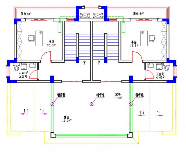 35萬單戶有2廳3室15×11三層別墅，很實(shí)用的一款雙拼戶型。