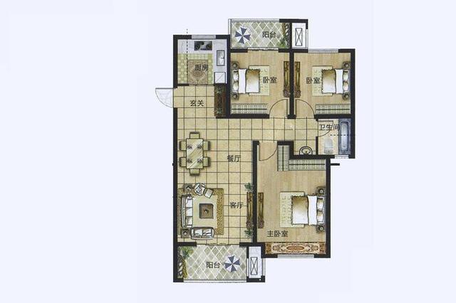 三室兩廳一衛(wèi)115㎡后現(xiàn)代風(fēng)格裝修效果圖，大氣時尚！