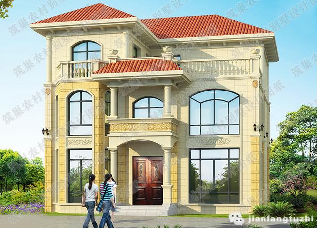 三層農(nóng)村自建房，40萬2廳7室12×13帶健身房+套房，外觀設(shè)計(jì)非常大氣。