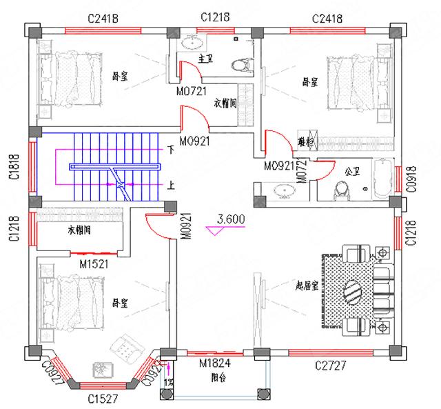 三層農(nóng)村自建房，40萬2廳7室12×13帶健身房+套房，外觀設(shè)計(jì)非常大氣。