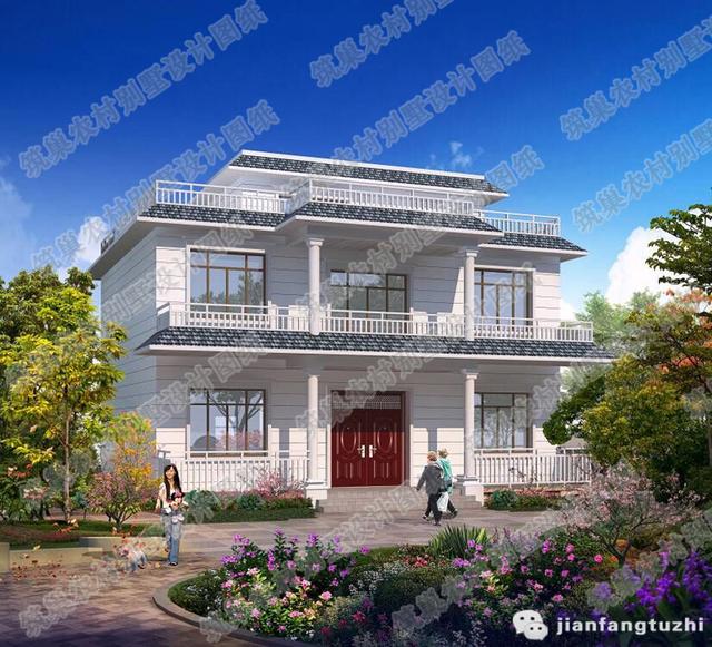 三層農(nóng)村自建房，40萬2廳7室12×13帶健身房+套房，外觀設(shè)計(jì)非常大氣。