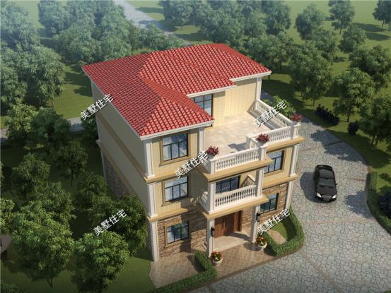 三層別墅圖，12x12米，6室2廳簡歐風(fēng)，方正的戶型和簡約的外觀。