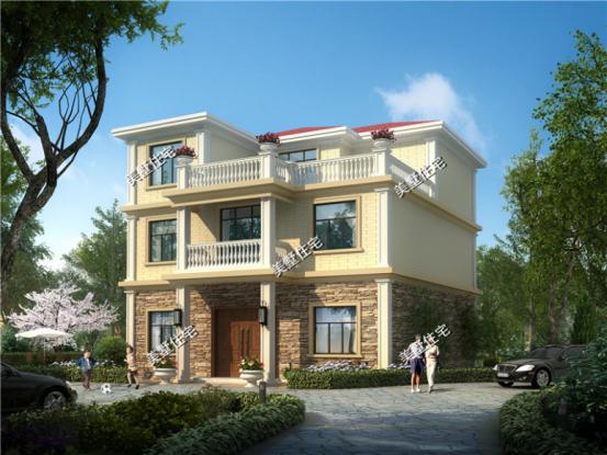 三層別墅圖，12x12米，6室2廳簡歐風(fēng)，方正的戶型和簡約的外觀。