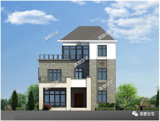 三層新中式別墅圖，12x13米，露臺精致布局實用，簡約大方。