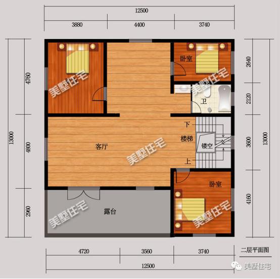 三層新中式別墅圖，12x13米，露臺精致布局實用，簡約大方。