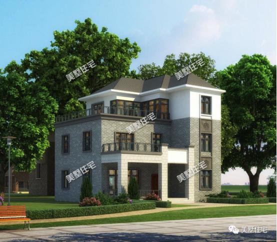 三層新中式別墅圖，12x13米，露臺精致布局實用，簡約大方。