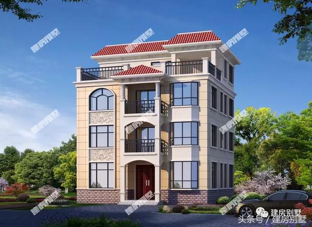 帶飄窗和平屋頂設(shè)計的四層豪宅別墅設(shè)計圖，建了這么一套好房子，想想都很美好