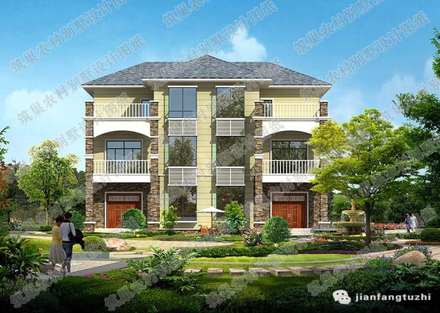 進(jìn)深12×12米 造價(jià)約32萬 帶套間3廳8室三層農(nóng)村自建房設(shè)計(jì)圖（附全套Cad施工圖）