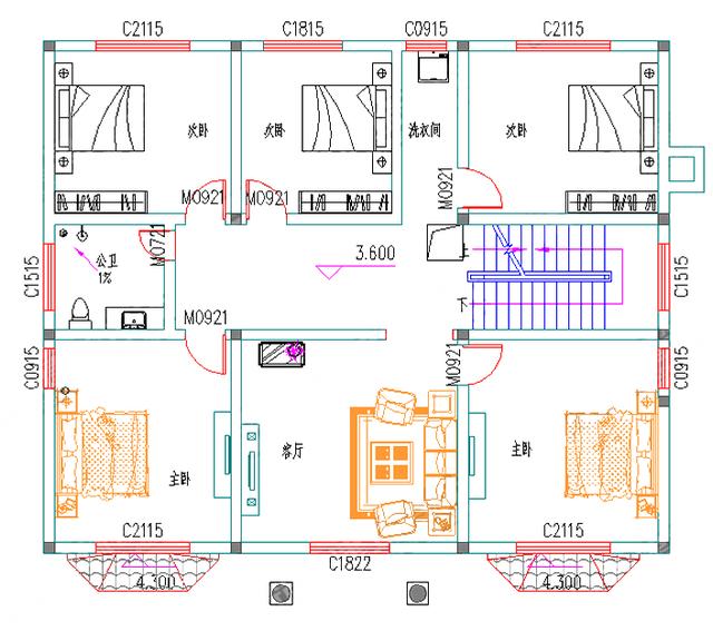 造價(jià)38萬14×12米三層3廳10室3衛(wèi)的別墅設(shè)計(jì)圖（附全套施工圖），設(shè)計(jì)圖布局流暢，適合農(nóng)村大家庭