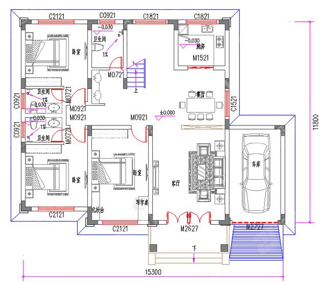 30萬占地160平2廳6室6衛(wèi)帶車庫套間二層農(nóng)村全套別墅施工圖，大氣又適用，你喜歡這款嗎？