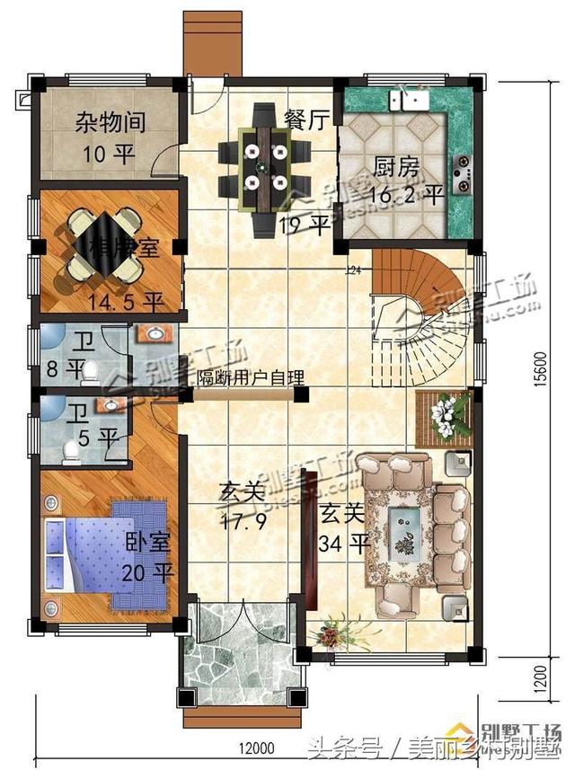 12X16.8米三層農(nóng)村自建別墅設(shè)計(jì)施工圖，小開間大進(jìn)深，對(duì)于建房來說是個(gè)不錯(cuò)的選擇！