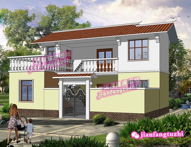 3房3廳的60平方米簡約二層農(nóng)村自建房設(shè)計(jì)圖紙（外樓梯設(shè)計(jì)），房型好看，走動(dòng)也方便