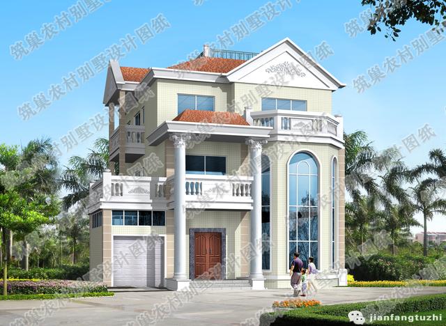 復(fù)式三層帶車庫豪華套間別墅設(shè)計(jì)圖，150㎡2廳8室。