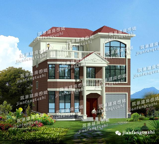 二層鄉(xiāng)村別墅設(shè)計(jì)圖，12x10米，戶型實(shí)用。