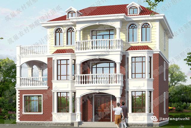 三層豪華別墅設(shè)計(jì)圖，15×10米，3廳7室?guī)Ы∩韰^(qū)+臥室套間+飄窗。