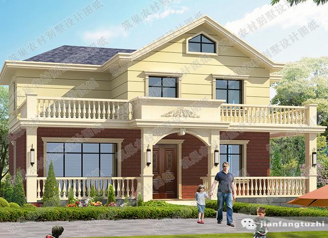 2廳4室二層農(nóng)村自建房，12×9米,造價22萬，帶走廊+休閑廳+豪華套間