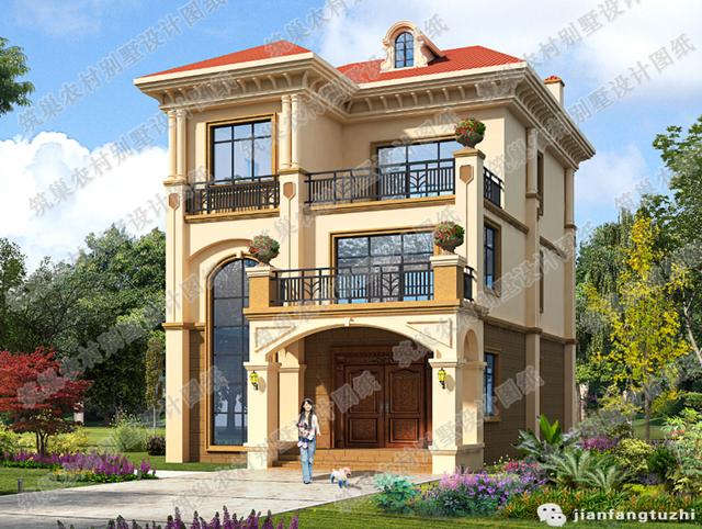 2廳4室二層農(nóng)村自建房，12×9米,造價22萬，帶走廊+休閑廳+豪華套間