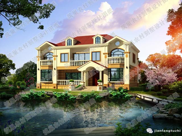 2廳4室二層農(nóng)村自建房，12×9米,造價22萬，帶走廊+休閑廳+豪華套間