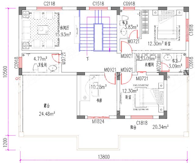 2廳4室二層農(nóng)村自建房，12×9米,造價22萬，帶走廊+休閑廳+豪華套間