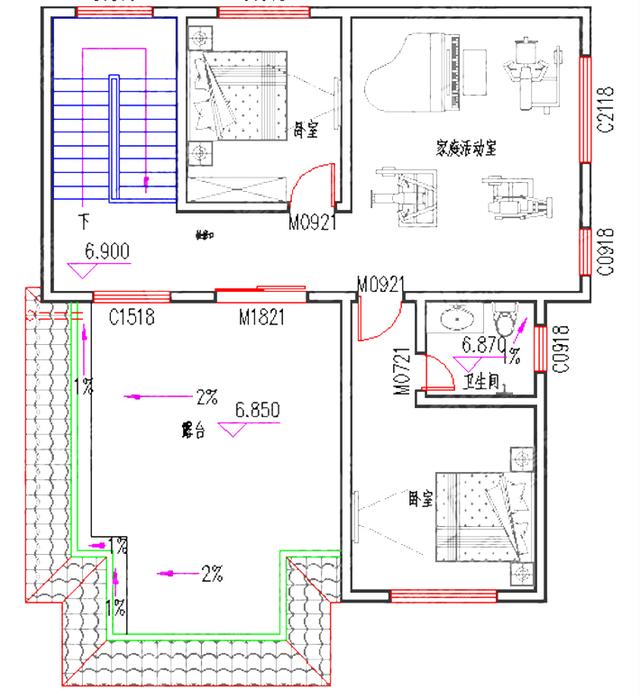 三層農(nóng)村自建房，3廳7室11×12米，帶套房+家庭活動室，簡單大方。