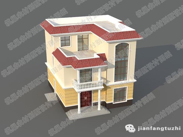 三層農(nóng)村自建房，3廳7室11×12米，帶套房+家庭活動室，簡單大方。