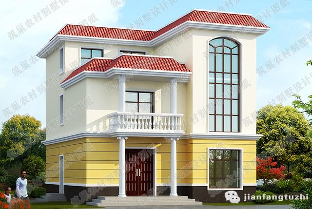 三層農(nóng)村自建房，3廳7室11×12米，帶套房+家庭活動室，簡單大方。