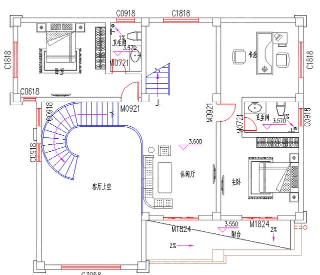 三層別墅設(shè)計(jì)圖，帶神位挑空客廳娛樂室影音室，精美闊氣，主體40萬！