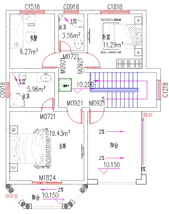 復(fù)式三層別墅設(shè)計(jì)圖，占地100㎡，2廳5臥帶棋牌室休閑廳，結(jié)構(gòu)設(shè)計(jì)獨(dú)特新穎。