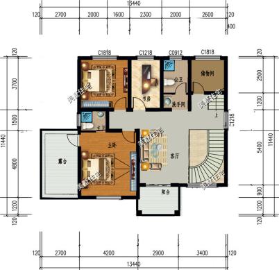 三層農(nóng)村新穎小別墅，13X11米，7室2廳帶書房，住著寧靜又舒心。