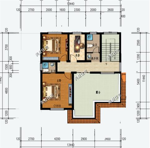 三層農(nóng)村新穎小別墅，13X11米，7室2廳帶書房，住著寧靜又舒心。