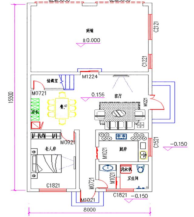 四層別墅設(shè)計圖，8×16米，帶商鋪健身娛樂室，簡約大氣。