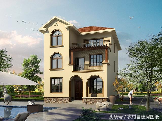 二層半農(nóng)村自建房，8X16米，帶車庫布局好，又舒適實用有面子。