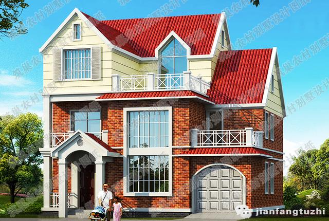 三層別墅設(shè)計(jì)圖，140㎡3廳7臥，造價(jià)37萬，帶堂屋+豪華套房！