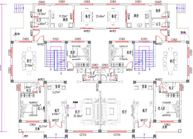 二層雙拼自建房，26×19米，造價(jià)110玩，帶地下室+堂屋+柴房+套房。