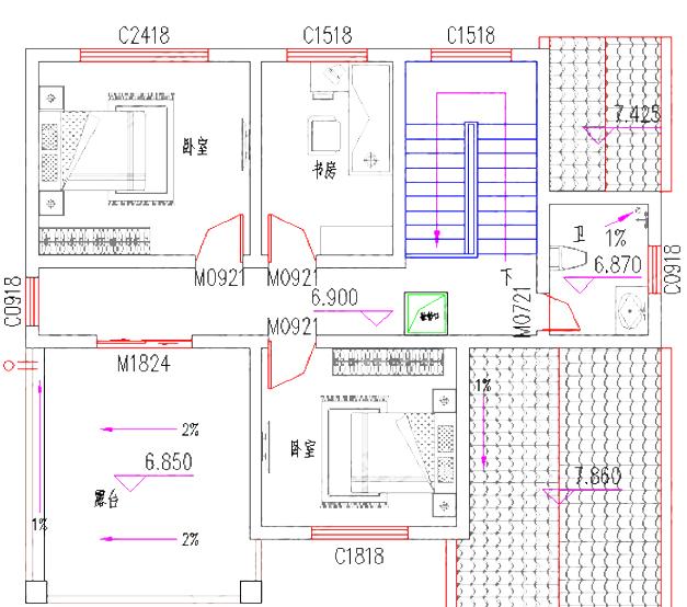 三層農(nóng)村自建房，2廳6臥帶堂屋+套房，占地120㎡，造價26萬，經(jīng)濟實用。