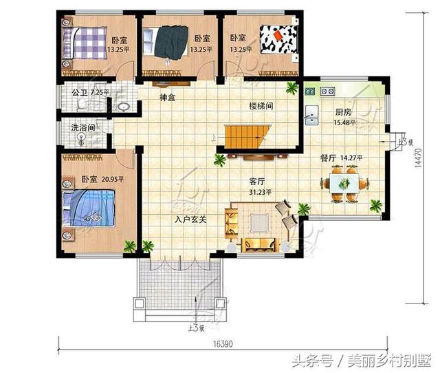 三層簡(jiǎn)歐風(fēng)格農(nóng)村別墅，188平，造價(jià)50萬，陽光餐廳雙露臺(tái)。