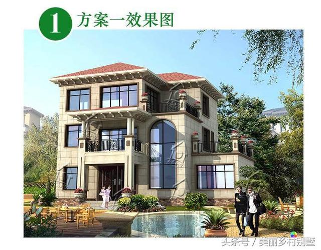 三層簡(jiǎn)歐風(fēng)格農(nóng)村別墅，188平，造價(jià)50萬，陽光餐廳雙露臺(tái)。