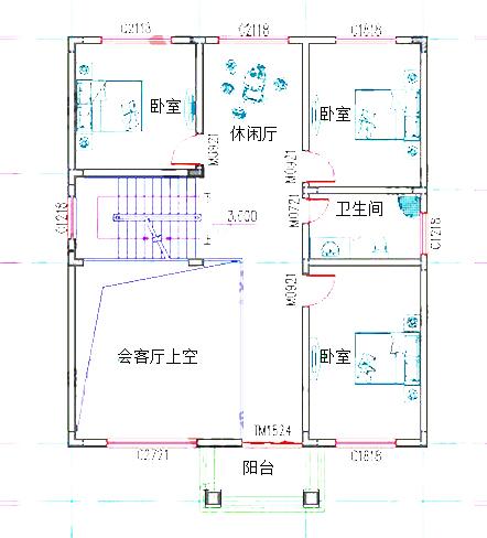 復(fù)式三層歐式別墅設(shè)計(jì)圖，2廳6臥130㎡帶車(chē)庫(kù)健身房休閑廳，造價(jià)30萬(wàn)。