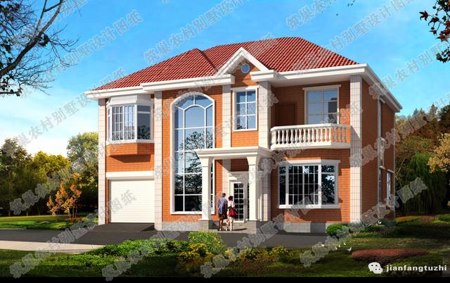 復(fù)式三層歐式別墅設(shè)計(jì)圖，2廳6臥130㎡帶車(chē)庫(kù)健身房休閑廳，造價(jià)30萬(wàn)。